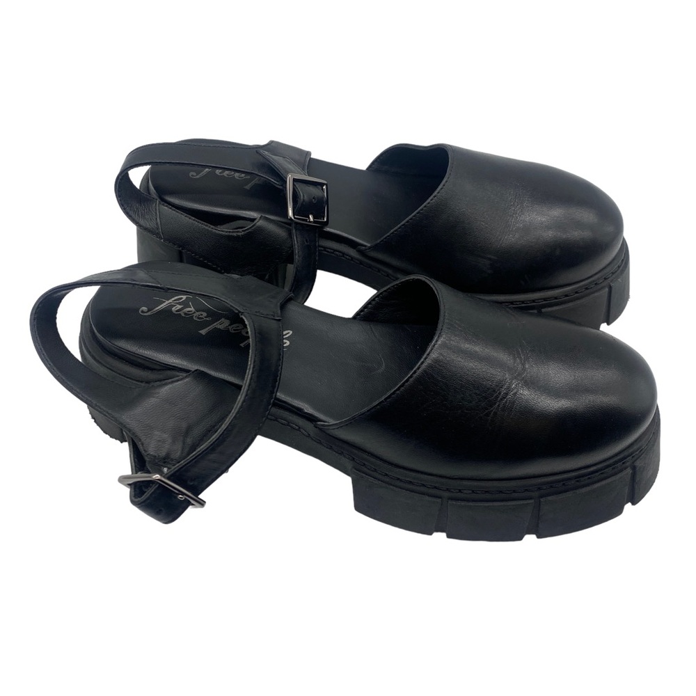 Free People Milan Mary Jane Black Leather Chunky Size 37.5 - Picture 4 of 7
